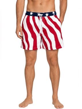 NEW Free Planet Stars & Stripes Swim Trunks Sm